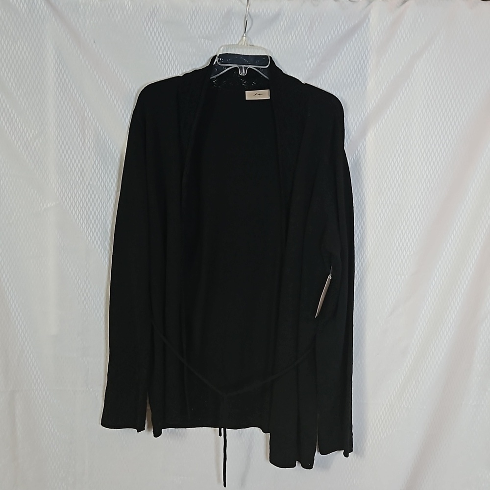 I.E. Open Belted  Long Sleeve Cardigan Sweater  Sz XL Black NWT